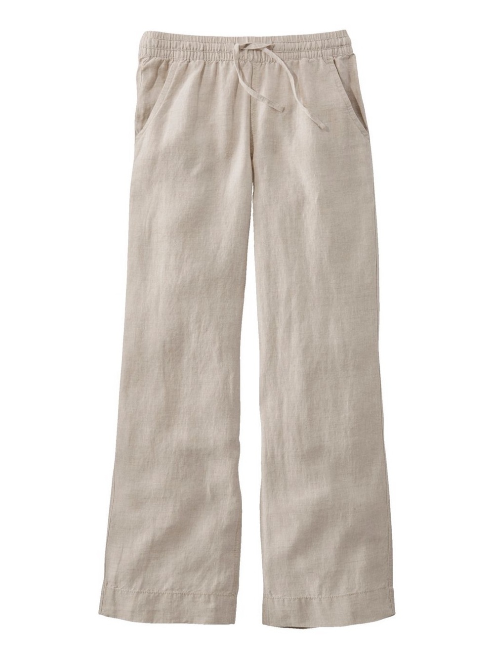 NWT L.L. Bean Women's Premium Linen Pull-On Breezy Pants Oatmeal